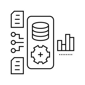 data processing pipeline ai integration line icon sign vector