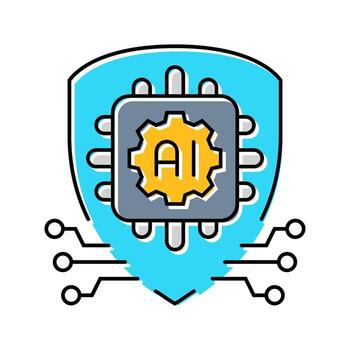 seguro ai desarrollo ético ai color icono diseño vector