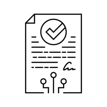 smart contract decentralized application line icon component vector