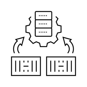 container orchestration data center line icon constituent vector