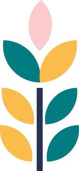 Geometric Abstract Branch With Leaves vector