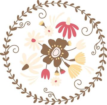Flowers Pattern With Circle Frame vector