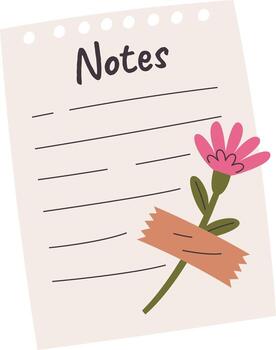Notes Sheet With Flower vector