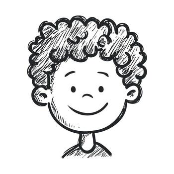Joyful kid with curly hair in a playful expression for design use vector