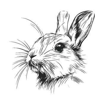 Detailed sketch of a rabbit highlighting its features and expressions vector