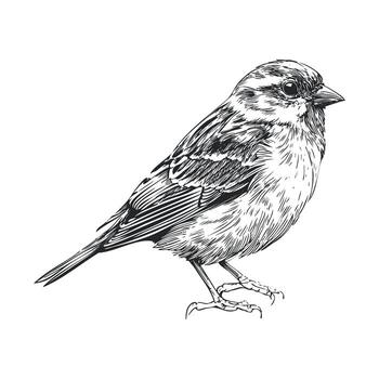 Sketch of a small bird in a natural pose highlighting features vector