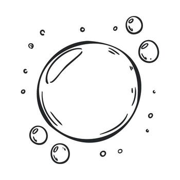 Clear bubble with smaller floating bubbles in an artful design vector