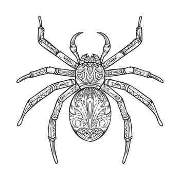 Intricate spider design with detailed patterns and fine lines vector