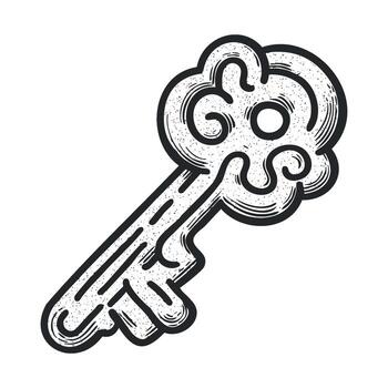 Key with swirling design for creative projects and digital art vector