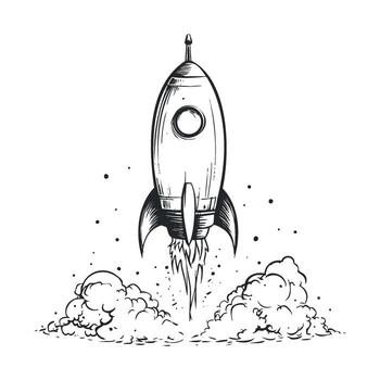 Rocket launch concept for outer space exploration and adventure vector