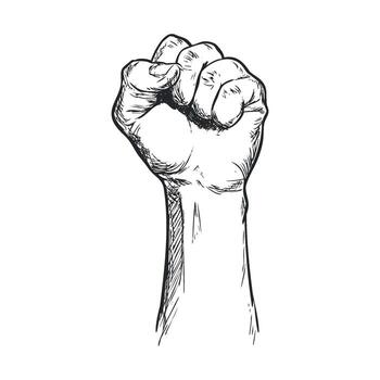 Empowering raised fist symbolizing strength and unity for movements vector
