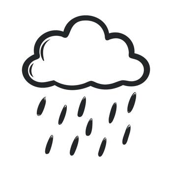 Simple illustration of a cloud with raindrops for weather concepts vector