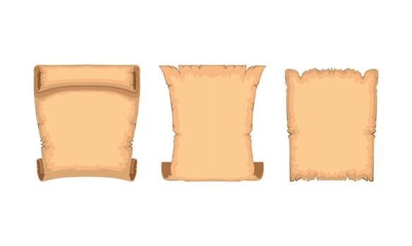 Ancient Papyrus Scrolls Set, Old Paper Parchments with Space for Text Illustration vector