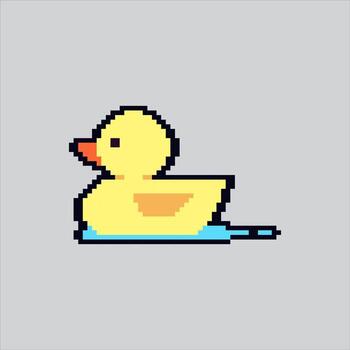 Pixel art illustration Rubber Duck. Pixelated Duck Toy. Yellow Rubber Duck Toys Icon pixelated for the pixel art game and icon for website and game. old school retro. vector