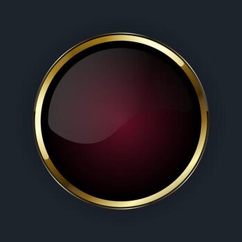 A Luxury metalic shiny red button, icon design for web UI and Digital Icon with Smooth rounded edges in lustrous gold border, illustration vector