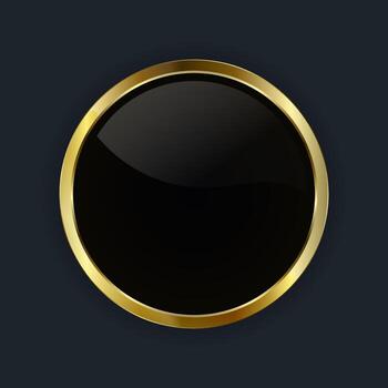 Dark Luxury metalic circle button, icon used for UI and Digital elements with Smooth rounded edges in lustrous gold border, illustration vector