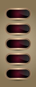 Five elegant buttons with dark gradients vector