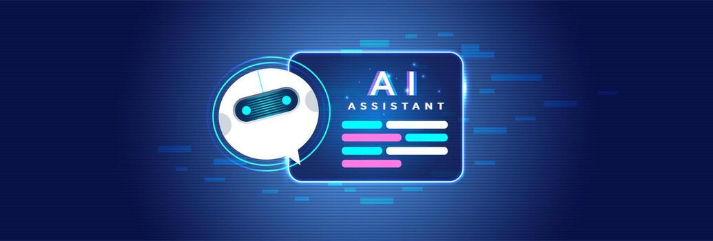 AI Virtual Assistant Chatbot with Glowing Digital Interface vector