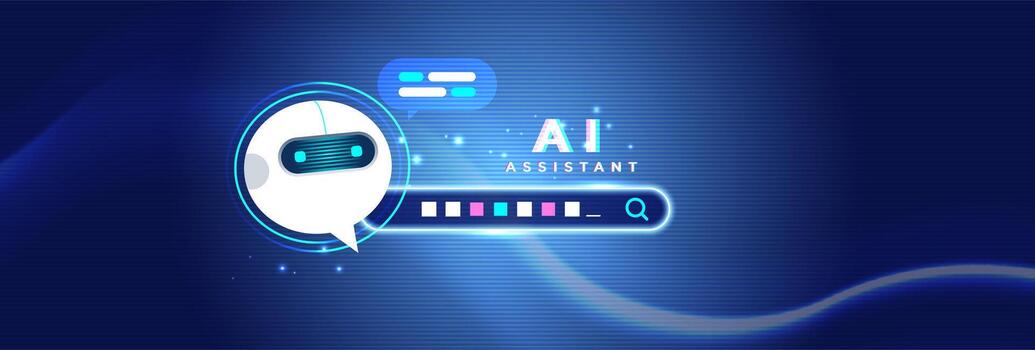 AI Assistant Chatbot with Search Bar and Voice Recognition Interface vector