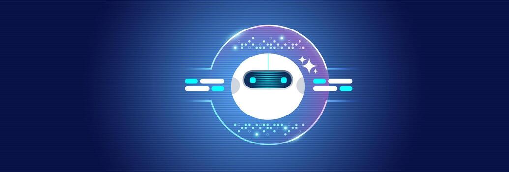 AI Chatbot Virtual Assistant with Futuristic Hologram Interface vector