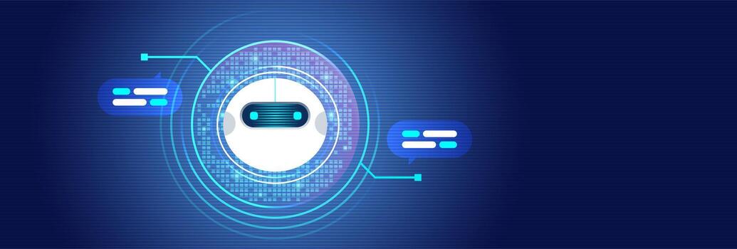 AI Virtual Assistant Chatbot with Digital Data Interface vector