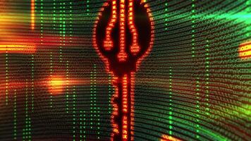lysande nyckel form tillverkad av data på digital bakgrund video