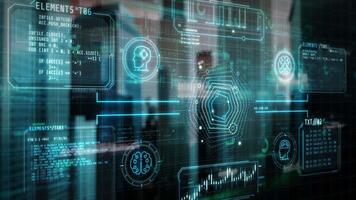 virtual interface com infográfico elementos e linhas do código video