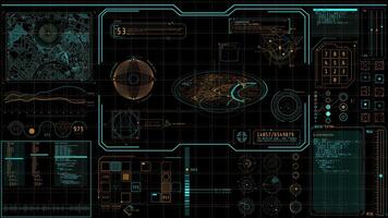 animado alta tecnologia exibição com navegação e vigilância dados video