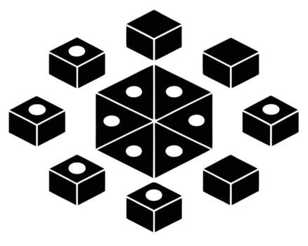 Mysterious Black Cubes Arrange in a Geometric Pattern Intriguing Optical Illusion, Abstract Design, White Background vector