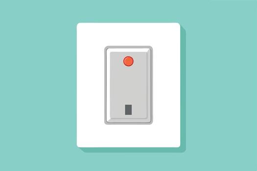 Serene Minimalist Illustration of a Red Indicator Light on a Wall Switch in a Calm Teal Setting vector