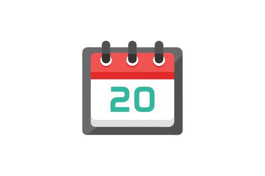simple, limpiar minimalista calendario icono demostración el Vigésimo día, Perfecto para sitio web o aplicación diseño, plano diseño estilo, moderno y eficiente vector