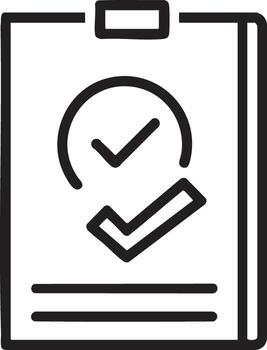 Checkmark on Clipboard Outline Icon, Approval and Task Completion Symbol vector