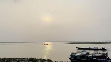 Sunset over the ganges river video