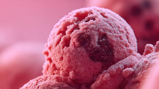 Close up of a pink ice cream cone photo