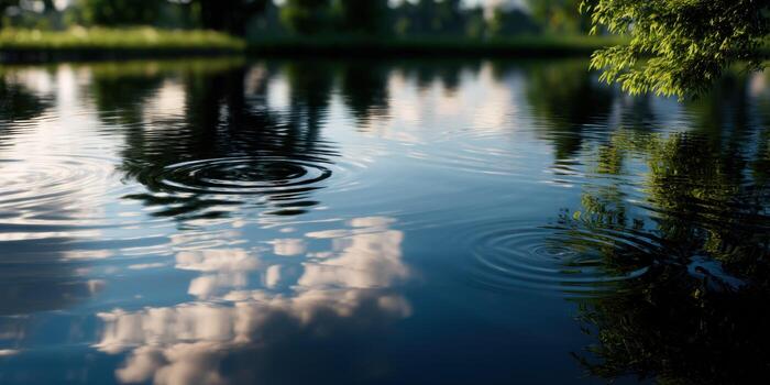 A lake with ripples and clouds photo