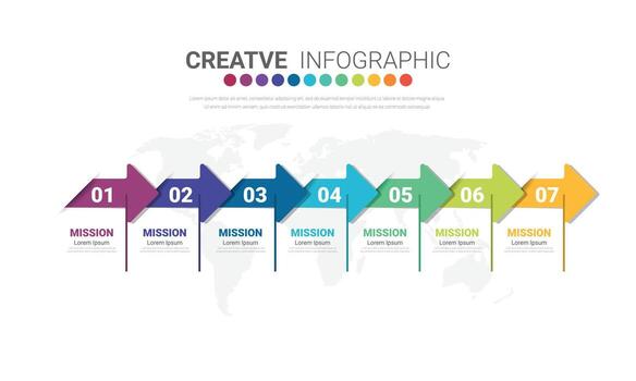 Week timeline, Diagram calendar 7 day, 7 options, infographic design. vector
