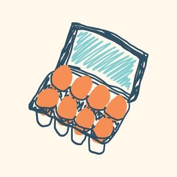 huevos en caja de cartón envase sencillo minimalista diseño ilustración vector