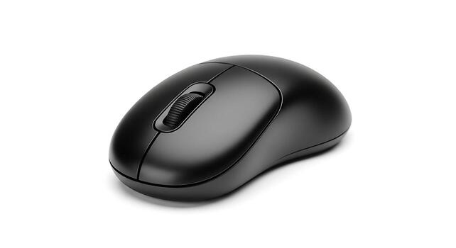 Using a Wireless Computer Mouse on White Background photo