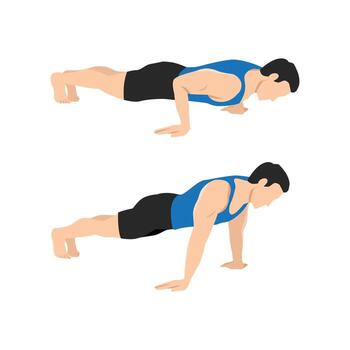 Man Performing Reverse Push-Ups Exercise. vector