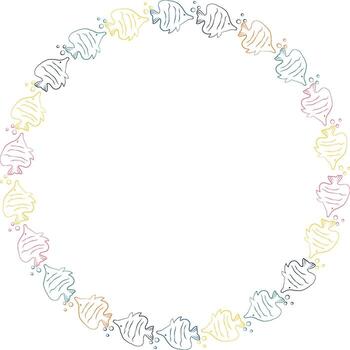 hand-drawn fish frame. Childish frame design with empty space for your text. Undersea world vector