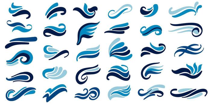 Swoosh logo. Abstract wave icons and ocean company logo templates, business branding swoosh design with dynamic curves and motion elements. set vector