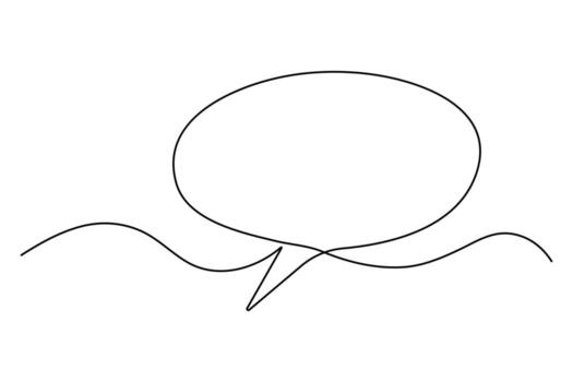 Continuous one line drawing of speech bubble outline minimalist illustration for chat icon design vector