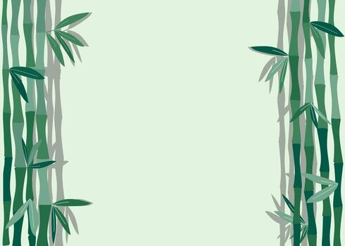 bambú, horizontal antecedentes con tallos y hojas en blanco. bandera con espacio para texto. planta, naturaleza antecedentes. vector