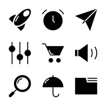 Sleek black and white icons for modern app design and user interfaces, perfect for web or mobile projects vector