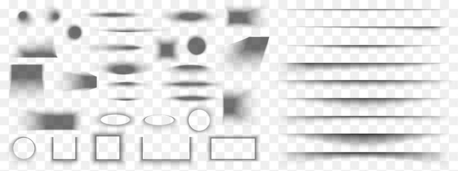 Set of different shadow effects for mockups. Realistic soft grey shapes. Divider lines, square and rectangle, round and oval shades. realistic illustration vector