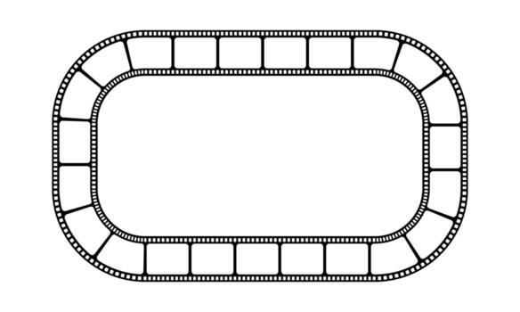 rectangular marco con película tira como un borde. película o foto cámara cinta en elíptico forma. guion gráfico disposición. fotografías collage modelo. gráfico ilustración vector