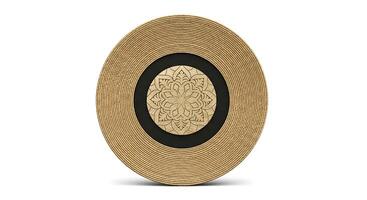 Ornamental Plate with Circular Pattern on White Background photo