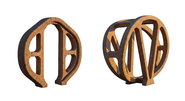 Abstract Stone Sculptures with Circular and Angular Designs photo