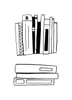 Stack of books. Hand drawn graphics in doodle style. vector