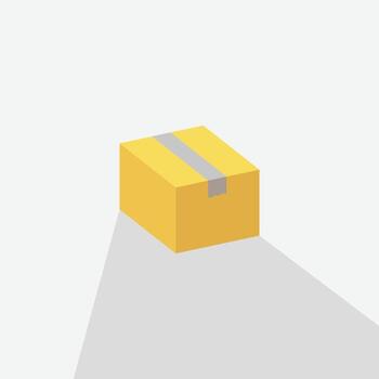 Illustration of a closed cardboard box. A simple flat design with long shadow perfect for delivery, shipping, and packaging concepts. Minimalist graphic vector